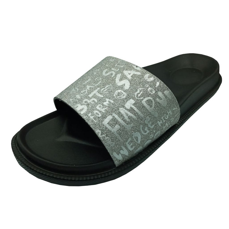 Sandalia Slide Con Estampado Brillante y Letras