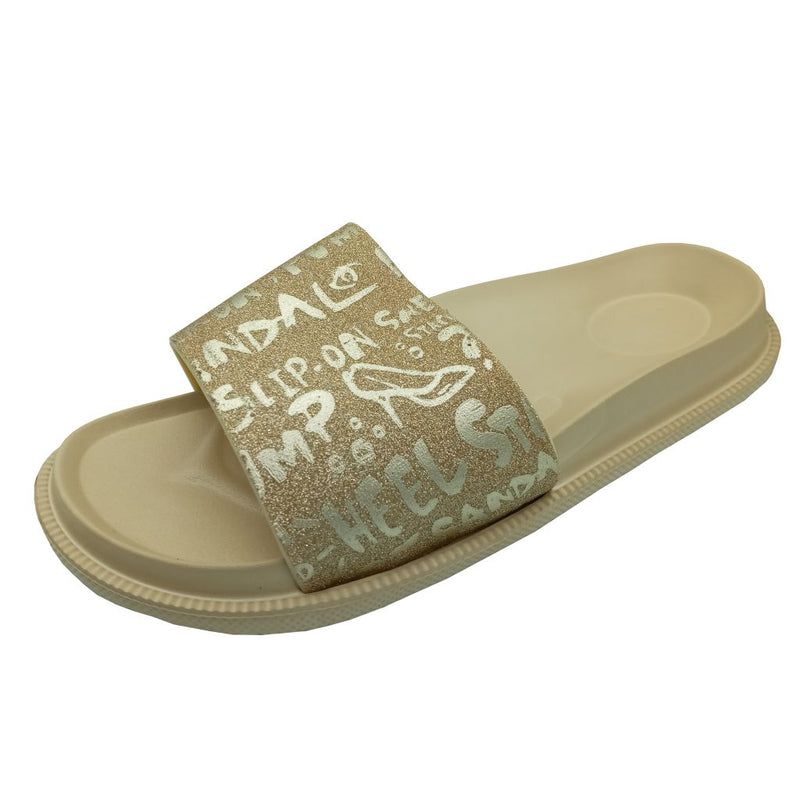 Sandalia Slide Con Estampado Brillante y Letras